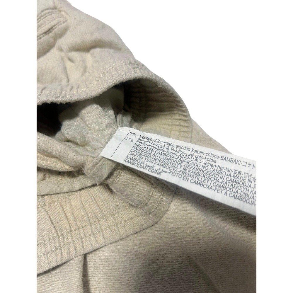 Zara Womens Beige Linen Blend Drawstring Elastic Waist Straight Leg Pants Size M - Picture 3 of 7